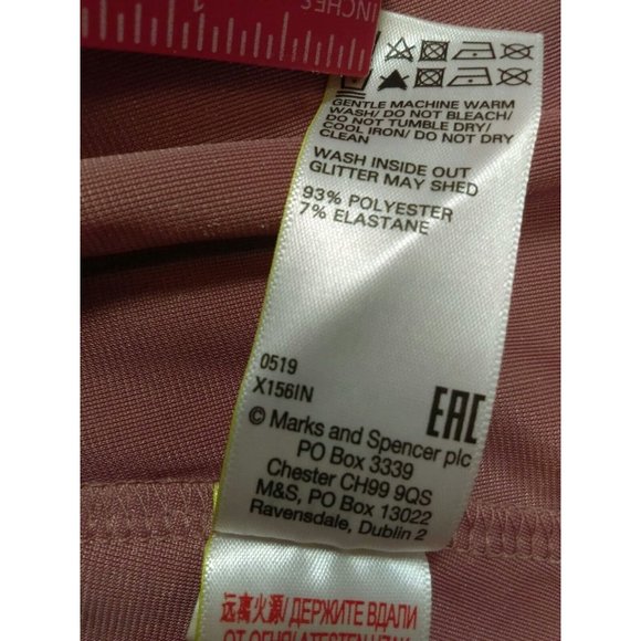 M&S Mark & Spencer Long Sleeve A-line Pink Glittery Velvet Dress 11-12 Youth - Picture 7 of 12